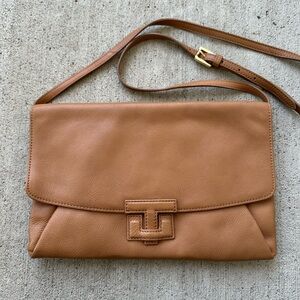 Tory Burch Camel/Tan Leather Flap Wristlet Crossbody